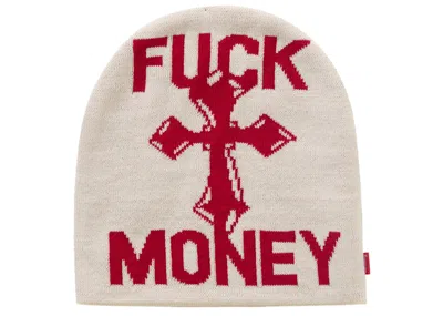 Pre-owned Supreme Fuck Money Beanie In Natural
