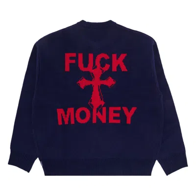 Pre-owned Supreme Fuck Money Sweater 'navy' In Blue