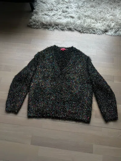 Pre-owned Supreme Fuzzy Cardigan Sparkle Cardigan In Black