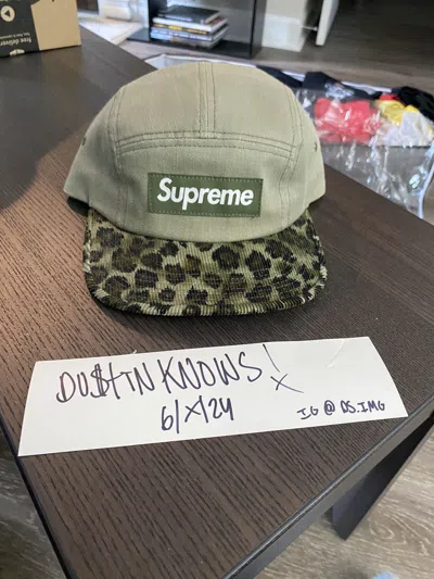 Pre-owned Supreme F/w 2011  Leopard Camp Cap In Green