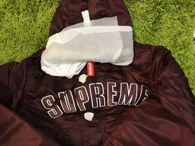 Pre-owned Supreme F/w 2016 Arc Logo N-3b Parka Jacket Box Logo Maroon Large Small Medium