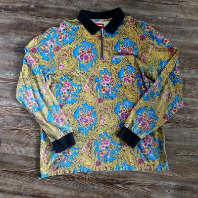 Pre-owned Supreme F/w 2017 Paisley L/s Polo In Multi