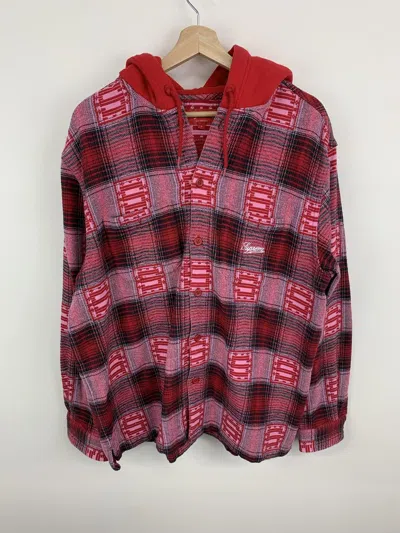 Pre-owned Supreme Fw 2020 Plaid Hooded Flannel In White