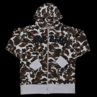 Pre-owned Supreme Fw12  Arc Logo Thermal Zip Up Hooded Sweatshirt Hoodie Camo Size M 2012 In Gray
