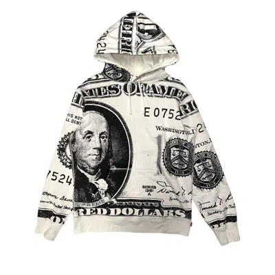 Pre-owned Supreme Fw13 Benjamin Franklin 100 Dollar Bill Hoodie In White