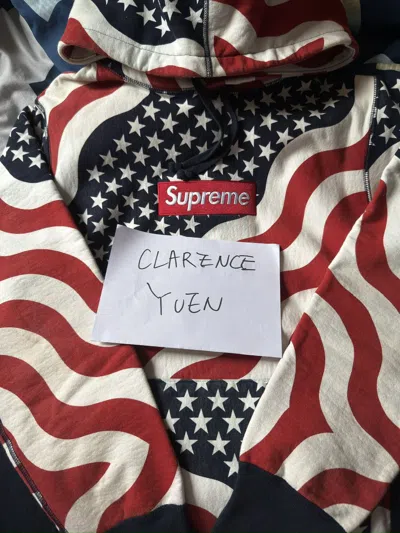 Pre-owned Supreme Fw14 Flag Box Logo Hooded Sweatshirt Pullover