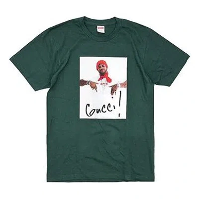 Supreme Fw16 Gucci Mane Tee Green Printing Short Sleeve Unisex In Blue