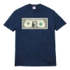 Supreme Fw17 Dollar Tee Navy Printing Round Neck Short Sleeve Unisex Navy Blue
