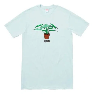 Supreme Fw17 Plant Tee Pale Blue Bonsai Printing Short Sleeve Unisex