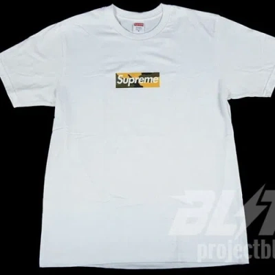 Pre-owned Supreme Fw17  Brooklyn Box Logo Tee T-shirt White Yellow Camo Size M Medium 2017