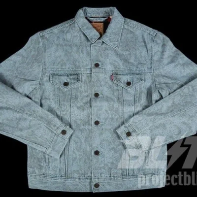 Pre-owned Supreme Fw17  Levi's Snakeskin Trucker Jacket Light Blue Denim Levis Size S Small