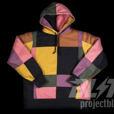 Pre-owned Supreme Fw17  Patchwork Hooded Sweatshirt Hoodie Black Size M Multicolor 2017