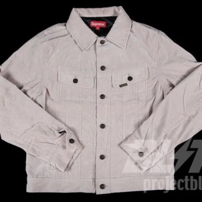 Pre-owned Supreme Fw17  Velvet Trucker Jacket Dusty Pink Size L Large 2017