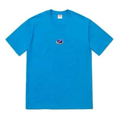 Supreme Fw18 Bottle Cap Tee Bright Blue Logo Tee