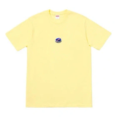 Supreme Fw18 Bottle Cap Tee Pale Yellow Logo Tee