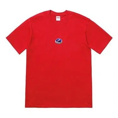 Supreme Fw18 Bottle Cap Tee Red Chest Logo Short Sleeve Unisex