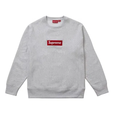 Supreme Fw18 Box Logo Crewneck Ash Grey Classic Round Neck Pullover Unisex Gray