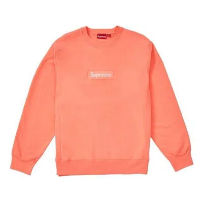 Supreme Fw18 Box Logo Crewneck Fluorescent Sweater 'pink' In Orange