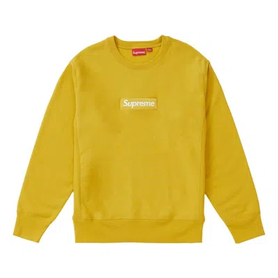 Supreme Fw18 Box Logo Crewneck Mustard Classic Round Neck Pullover Unisex Yellow