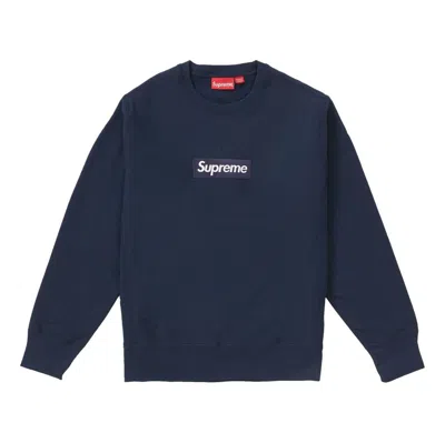 Supreme Fw18 Box Logo Crewneck Sweater 'navy' In Blue