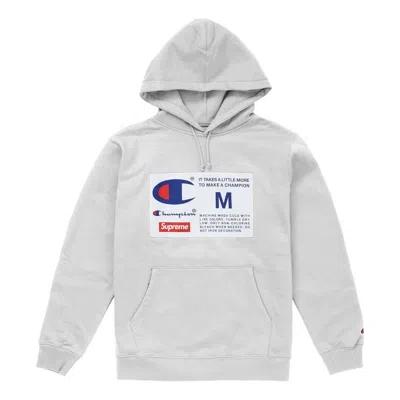 Supreme Fw18 Champion Label Hooded Sweatshirt Ash Grey In Gray