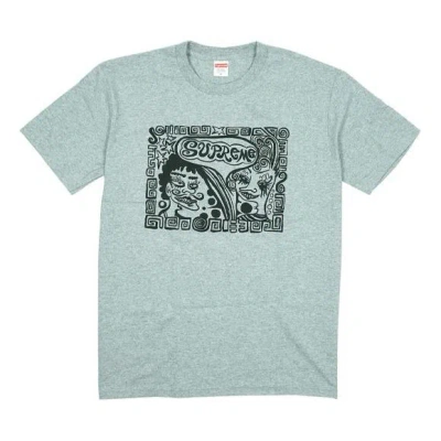 Supreme Kids'  Fw18 Faces Tee Heather Abstract Human Face Short Sleeve Unisex In Blue