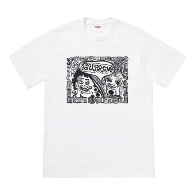 Supreme Fw18 Faces Tee White Abstract Human Face Short Sleeve Unisex