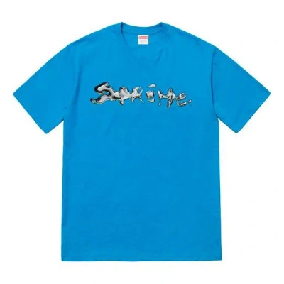 Supreme Fw18 Fw18 Liquid Bright Blue Logo Tee