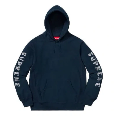 Supreme Fw18 Gradient Sleeve Hooded Sweatshirt Navy In Blue