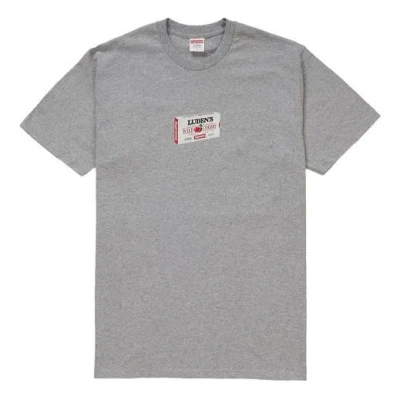 Supreme Fw18 Ludens Tee Heather Grey Cherry Candy Box Printing Short Sleeve Unisex Gray