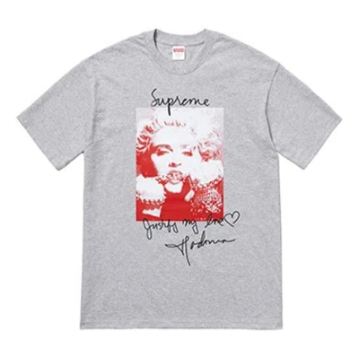 Supreme Fw18 Madonna Tee Heather Grey Printing Short Sleeve Unisex Gray