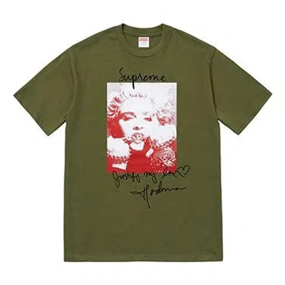 Supreme Fw18 Madonna Tee Olive Printing Short Sleeve Unisex Olive Green