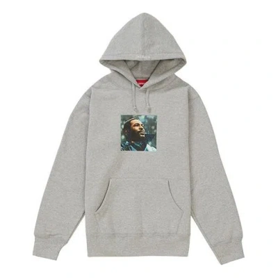 Supreme Fw18 Marvin Gaye Hooded Sweatshirt Heather Grey In Gray