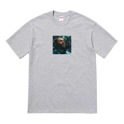 Supreme Fw18 Marvin Gaye Tee Heather Grey Character Printing Short Sleeve Unisex Gray T-shirt