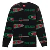 Supreme Fw18 Ny Waffle Thermal Black Round Neck Unisex