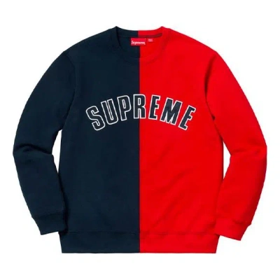 Supreme Fw18 Split Crewneck Sweatshirt Navy
