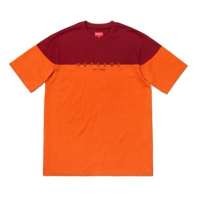 Supreme Fw18 Split Logo Ss Top Orange Tee