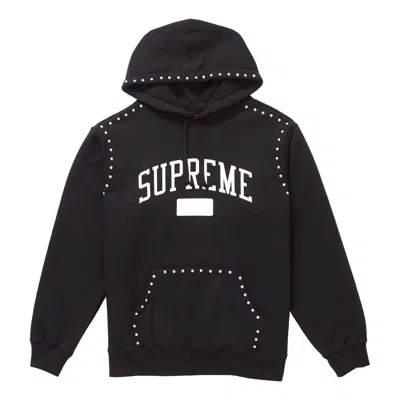 Supreme Fw18 Studded Hooded Sweatshirt Black Logo