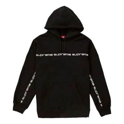 Supreme Fw18 Text Stripe Hooded Sweatshirt Black