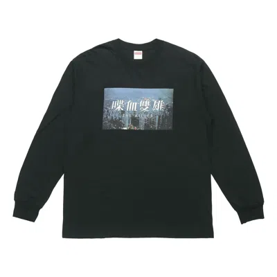 Supreme Fw18 The Killer L/s Tee Black Bloody Twins Chow Yun Fat Chest Printing Pattern Long Sleeves