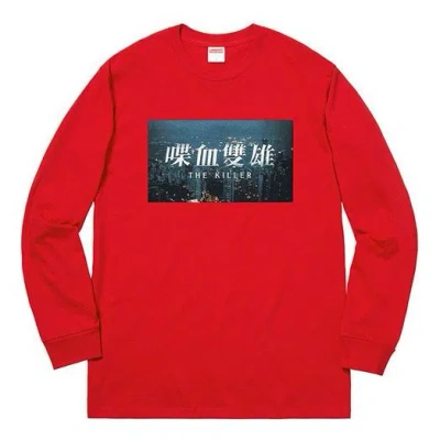 Supreme Fw18 The Killer L/s Tee Red Bloody Twins Chow Yun Fat Printing Long Sleeves Unisex