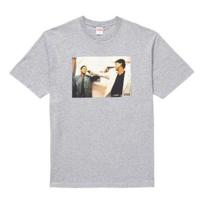 Supreme Fw18 The Killer Trust Tee Bloody Twins Chow Yun Fat Printing Short Sleeve Unisex Gray