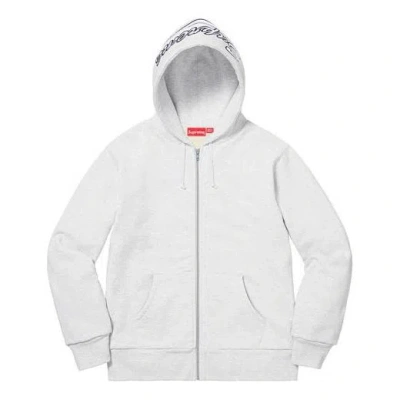 Supreme Fw18 Thermal Zip Up Sweatshirt Ash Grey In White
