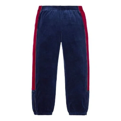 Supreme Fw18 Velour Track Pant Navy Velvet Long Pants Casual Pants Unisex Navy Blue