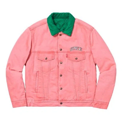 Supreme Fw18 X Levs Quilted Reversible Trucker Jacket Pink