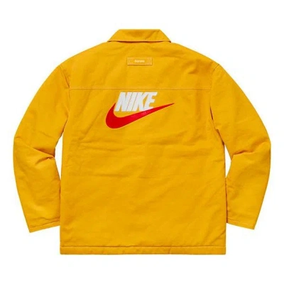 Supreme Fw18 X Nike Double Zip Quilted Work Jacket Mustard In Yellow