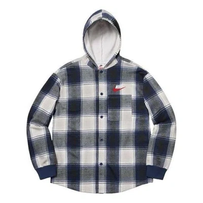 Supreme Fw18 X Nike Plaid Hooded Sweatshirt 'black' In White