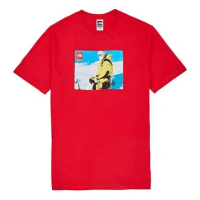 Supreme Fw18 X The North Face Photo Tee Red Crossover Printing Short Sleeve Unisex