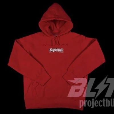 Pre-owned Supreme Fw19  Bandana Box Logo Hooded Sweatshirt Hoodie Red Size M Medium 2019