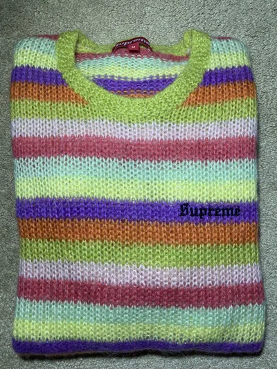 Pre-owned Supreme Fw19  Mohair Striped Crewneck Sweater 2019 Multi Wool In Multicolor